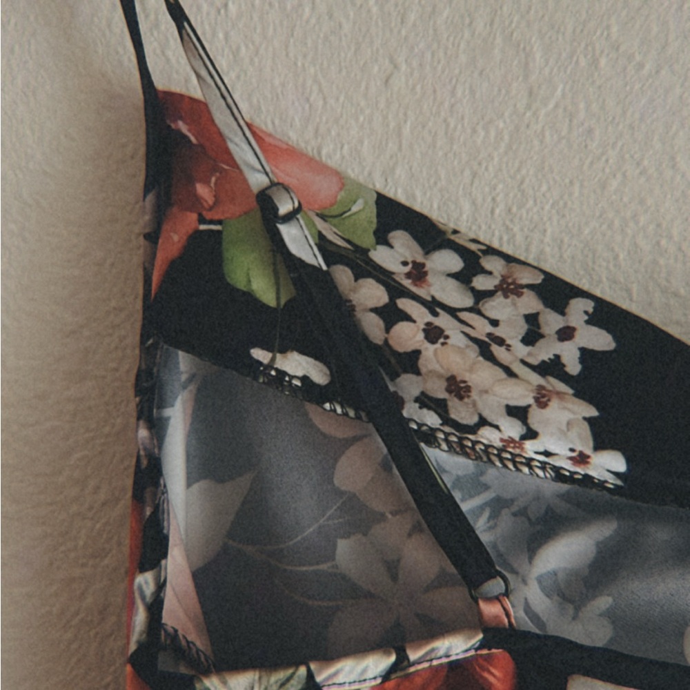 Floral Black Women's Silk Dress